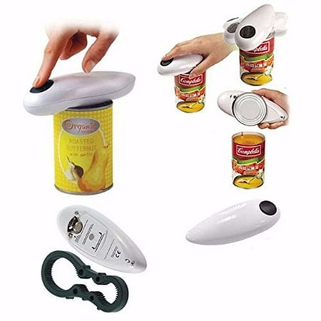 Electric Can Tin Bottle Opener One Touch Automatic No Hands Battery Operated White High (Best Automatic Jar Opener)