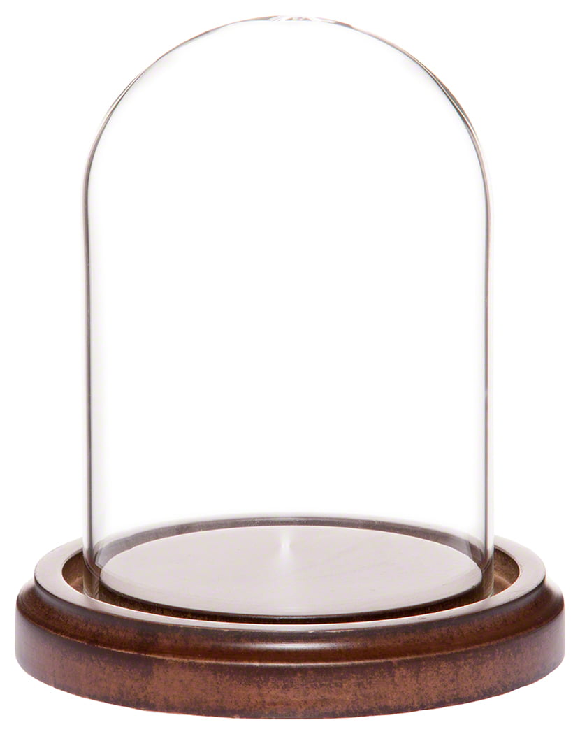 Walnut Wood Base Glass Dome 4 Inches x 3 Inches 
