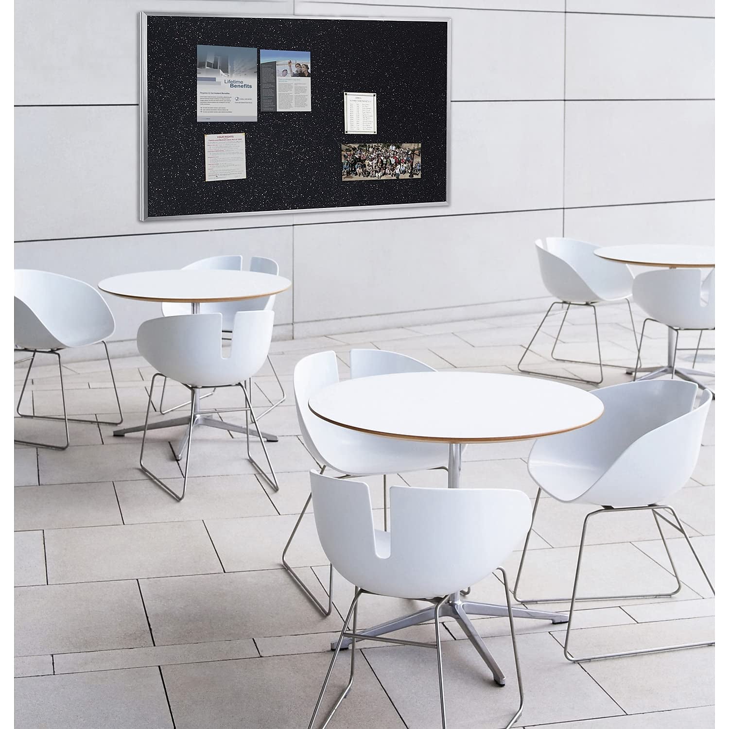 Pemberly Row 4' x 5' Rubber Bulletin Board with Aluminum Frame in Speckled Tan