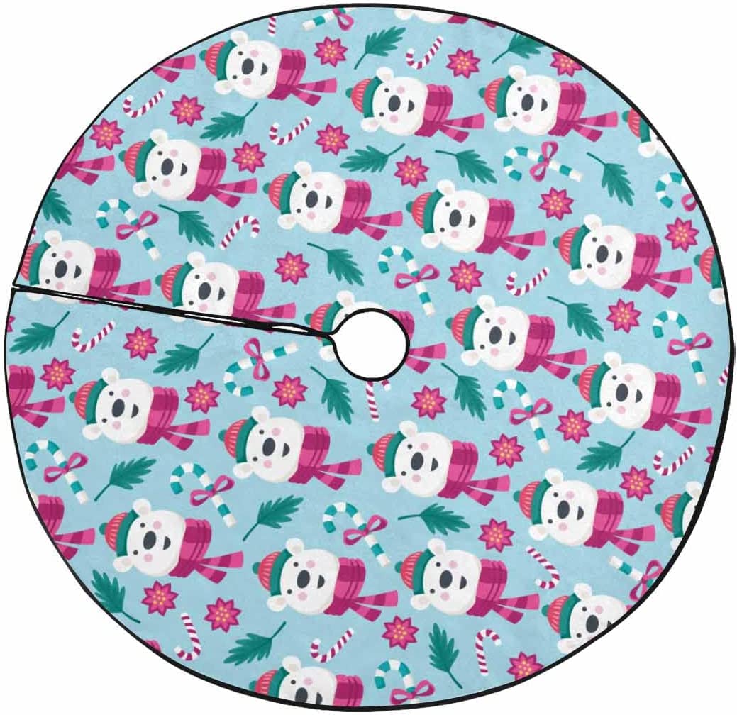 ZHANZZK Christmas PatternWhite Bear Xmas Christmas Tree Skirt Stand Mat
