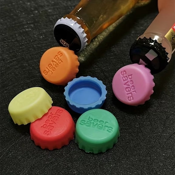 6pcs Set Reusable Silicone Bottle Caps - Airtight Sealer for Beer, Wine, Vinegar & More - Leak-Proof, Durable, Practical for Beverages and Kitchen