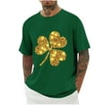 thumbnail image 1 of Blusas y camisas de manga corta con cuello redondo para hombre. Blusa de poliéster con hombros caídos y cuello redondo con estampado del Día de San Patricio., 1 of 3