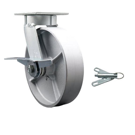 8 Inch Kingpinless Semi Steel Wheel Swivel Caster with Brake and Swivel Lock SCC