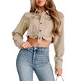 thumbnail image 2 of Chaqueta vaquera recortada para mujer, chaqueta corta vaquera informal, chaqueta tipo chaqueta, ropa de abrigo de otoño, 2 of 7