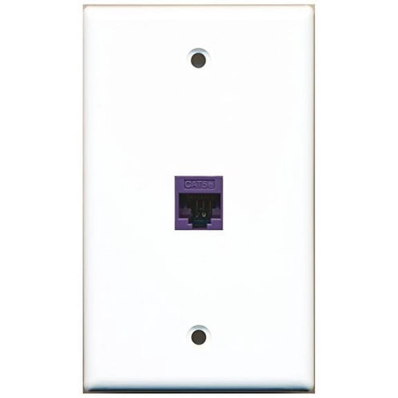 RiteAV - 1 Port Cat5e Ethernet Purple Wall Plate White RAV1007