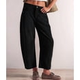 thumbnail image 4 of Women'S Corduroy Pants Mid-Rise Elastic Waist Cord Pant Casual Wide Leg Baggy Trouser with Pockets Black L, 4 of 9
