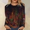 thumbnail image 2 of Chandails à Manches Longues pour Femmes 2026 Mode Col Rond T-Shirt Graphique Chemise Blouse Hauts, 2 of 2