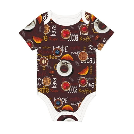 

Matuu A Cup Of Black Coffee On A Saucer for Baby Short-Sleeve Bodysuit Soft Cotton Comfortable and Breathable Perfect for Newborns and Infants