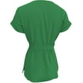 thumbnail image 4 of Delayuji Women's Spring Solid Color Round Neck Folded Belt Loose Casual Short Sleeve Top Green S Polyester,Spandex Short Sleeve Shirts for Women, 4 of 6