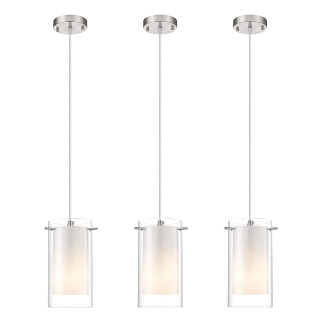 Lámpara colgante AKEZON de vidrio y níquel cepillado de 3 luces para cocina