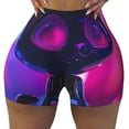 thumbnail image 2 of Daiia Neon Toy Cat Reflections Pattern Women's Workout Shorts Biker Shorts - High Waisted Workout Spandex Tummy Control Gym Running Yoga Shorts-XX-Large, 2 of 8