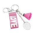 thumbnail image 1 of Milaget Mini Badminton Keychain Metal Keyring Sport Key Chains Key Holder Decoration Rose Red, 1 of 9