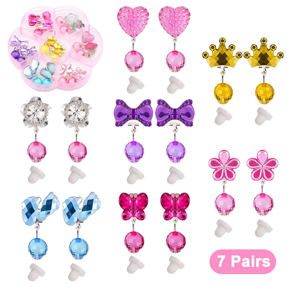 Lnkoo 7 Pairs Clip On Earrings Princess Play Jewelry Earrings Set Clipons Rainbow Clip On Earring Lollipop Ice Cream Dangle Earring Rainbow Eardrop With Storage Box For Little Girls Toys Walmart Com