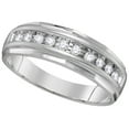 thumbnail image 1 of 10kt White Gold Mens Round Channel-set Diamond Wedding Anniversary Band Ring 1/4 Cttw, 1 of 1