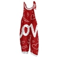 thumbnail image 2 of Womens Valentine's Day Overalls Cute Heart Print Sleeveless Straight Leg Jumpsuits 2026 Fashion Valentine Rompers with Adjustable Straps, 2 of 4