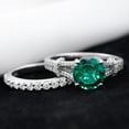 thumbnail image 6 of Rosec Jewels Certified Lab Grown Emerald Wedding Bridal Ring Set with Moissanite - 2 Ct Emerald Engagement Ring and Band, 10K White Gold, US 6.50, 6 of 9