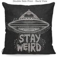 thumbnail image 2 of Throw Pillow Case Cover Stay Weird Quote Lettering Inspirational UFO - Soft Linen Pillow Case for Decorative Bedroom/Livingroom/Sofa/Farm House - Couch Pillow Cushion Covers 18x18 Inch, 2 of 4