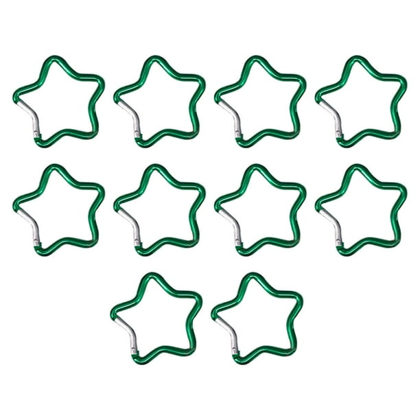 10 piezas de mosquetón Zulema con forma de estrella de cinco puntas Clip para Llavero verde