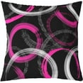 thumbnail image 2 of Hot Pink Grey Black Circle Reversible Throw Pillow Covers for Kids Geometric Pillow Covers Home Decor 16 x 16-Inch Abstract Art Square Cushion Covers Set of 4 Decor Modern Striped Art Geometry, 2 of 6