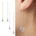 thumbnail image 2 of Yesbay 1 Pair Earrings Lead Free Long Chain Teardrop Shape Rhinestone Inlaid Ear Line for Party, 2 of 8