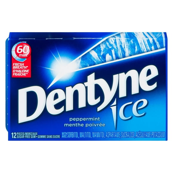 Dentyne Ice Menthe poivrée, gomme sans sucre, 1 paquet (12 morceaux) Jumping , blowing , drawing ,many games can play