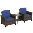 thumbnail image 4 of COOS BAY Harbor Retreat 3-Piece Mix Brown Rattan Wicker Outdoor Patio Conversation Set Dining Chairs with Curved Armrest, Coffee Table, Blue Cushions, 4 of 11
