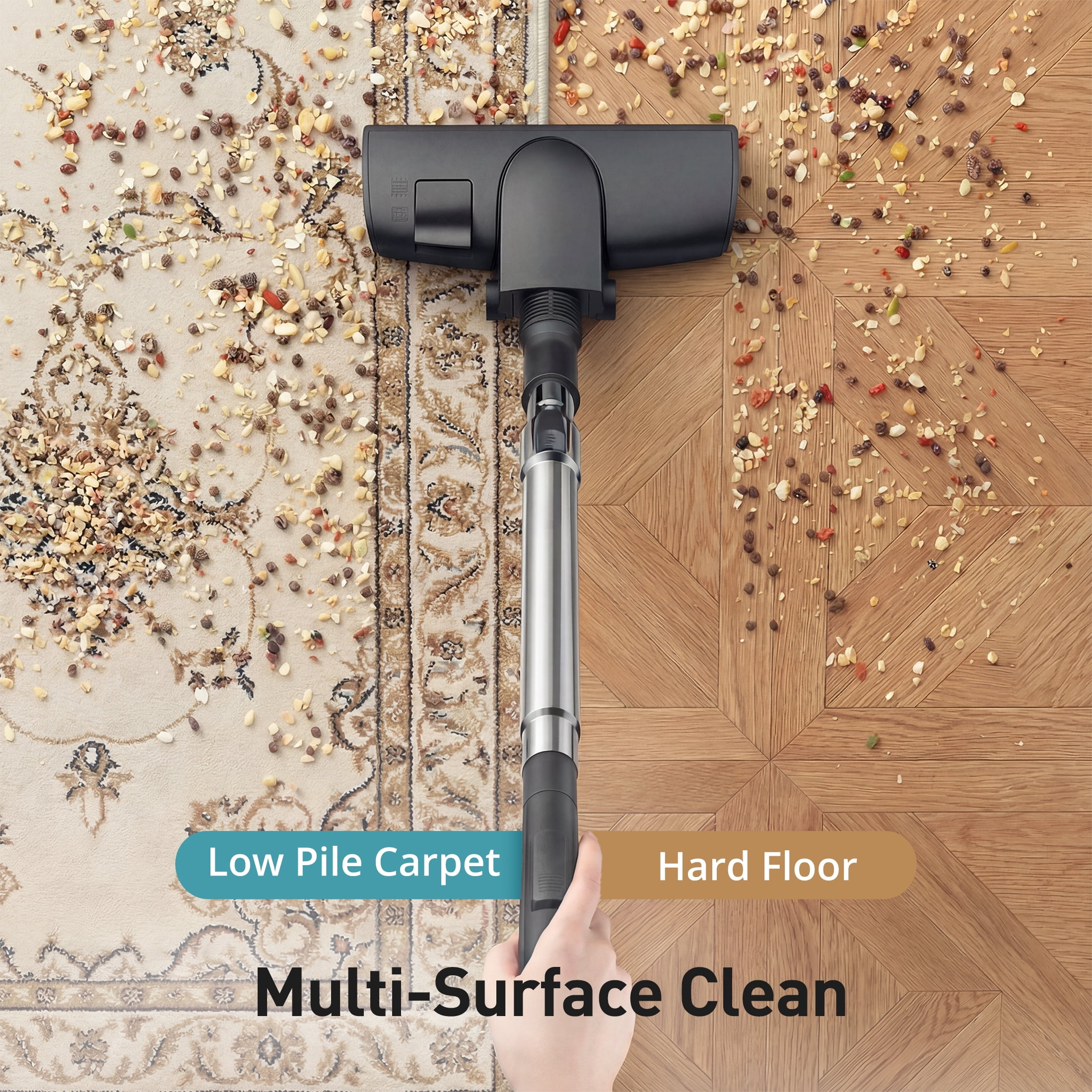 Aspiron, Canister Vacuum Cleaner, 1200W Bagless, Gray and Orange