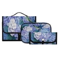 thumbnail image 3 of 3-Piece Travel Toiletry Bag Set, Hanging Wash Bag with Makeup Bag & Brush Case,Waterproof Cosmetic Organizer for Travel, Gym & Home Beautiful Blue Hydrangeas, 3 of 10