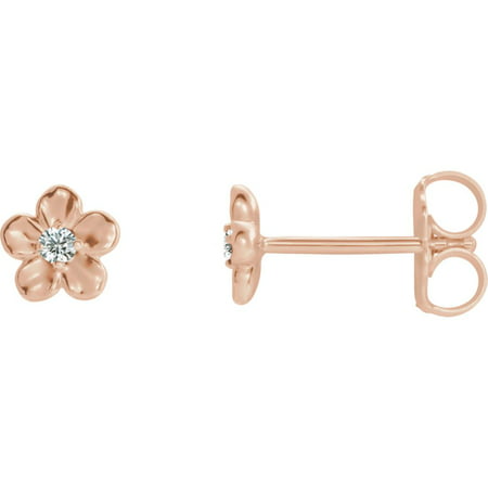 114K Rose Gold Youth Imitation April Birthstone Flower Stud Earrings for
