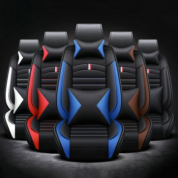 Aotiyer Full Set Car Seat Covers Universal Car Seat Covers Breathable Leather Automotive Seat Covers for Most Cars