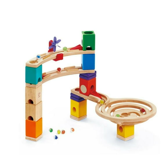 Hape Quadrilla Wooden Marble Run DIY Construction: Race To The Finish - 58 Piece Set