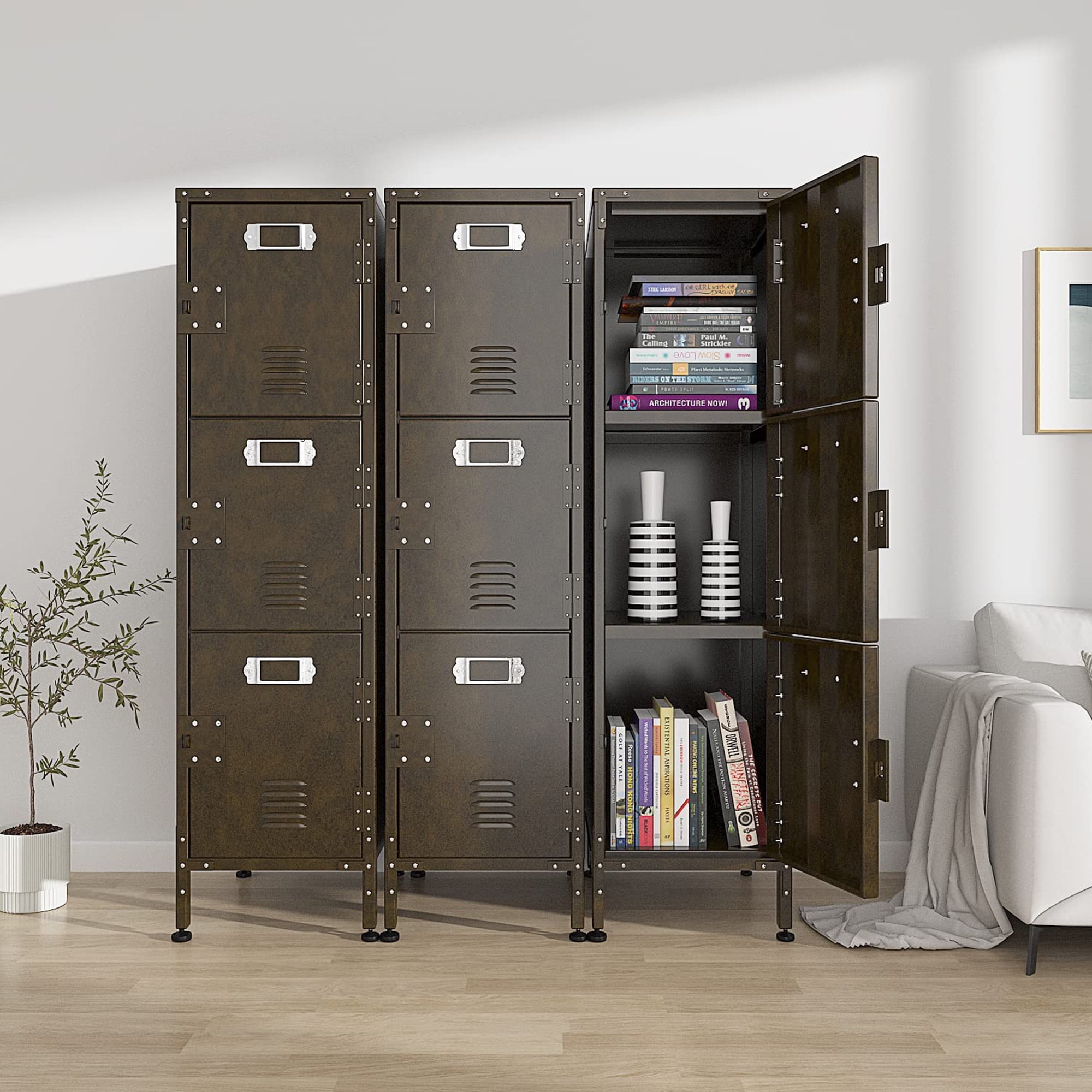 Industrial Style Cabinet Hanging Storage 4 Tier Drawers Metal Wall Cupboard  NEW