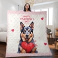 thumbnail image 2 of Happy Valentine's Day Australian Cattle Dog Brings Love Heart Quilt Blanket Heeler Lover Gifts Cozy Comforter Throw Blanket - 02028, 2 of 5