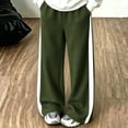 thumbnail image 2 of hotojiny Girls' Pants Wide Leg Clothes Kids Lightweight Sweatpants Trendy Side Striped Baggy High Waist Casual Pants(Army Green,9-10 Years), 2 of 9