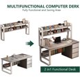 thumbnail image 3 of Desk，Work Desk，Office Table， Industrial Computer Desk with Hutch and 3 Drawer Workstation for Home Office 39 Inch Gray, 3 of 5