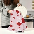 thumbnail image 3 of Valentine Red Hearts Dish Towels Set of 1, White Rabbit Washable Tea Towels Dishcloths Lint-Free 18x28 Inch Fast Drying for Home Kitchen Clean, 3 of 7