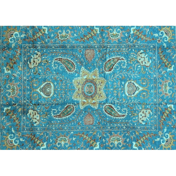 Ahgly Company Indoor Rectangle Oriental Light Blue Traditional Area Rugs, 3' x 5'