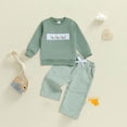 thumbnail image 2 of KPOPLK Toddler Boy Clothes for 3 6 9 12 Months 2T 3T 4T Outfit Long Sleeve Sshirt Top Jogger Pants Cute 2Pcs Set(6-12 Months,Green), 2 of 4