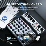 BOMGE 6 Channel Audio Sound Mixer - Professional Digital DJ Mixing Console for Live Streaming,, Karaoke and Stereo Recording - With PC Computer Record Playback/ Bluetooth/MP3/USB/48V /16 DSP-black