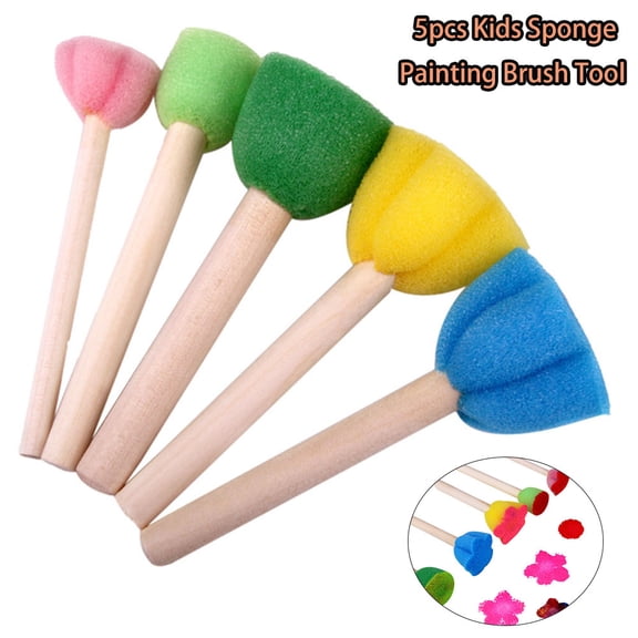 SagaSave 5/10/15Pcs Kids Sponge Painting Brush Tool Set for Painting Tools for Arts Crafts Stencils Assorted Color