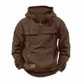 thumbnail image 4 of MHFRRA Sudadera con Capucha Informal, Chaqueta Cálida con Forro y Bolsillo Frontal para Uso Diario Al Aire Libre, Otoño E Invierno Café, 4 of 6