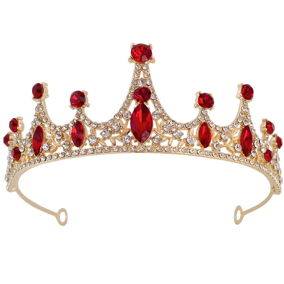 DESIGNICE Birthday Crown, Gold Tiaras for Wedding & Prom, Red Tiaras for Women, Red Crown