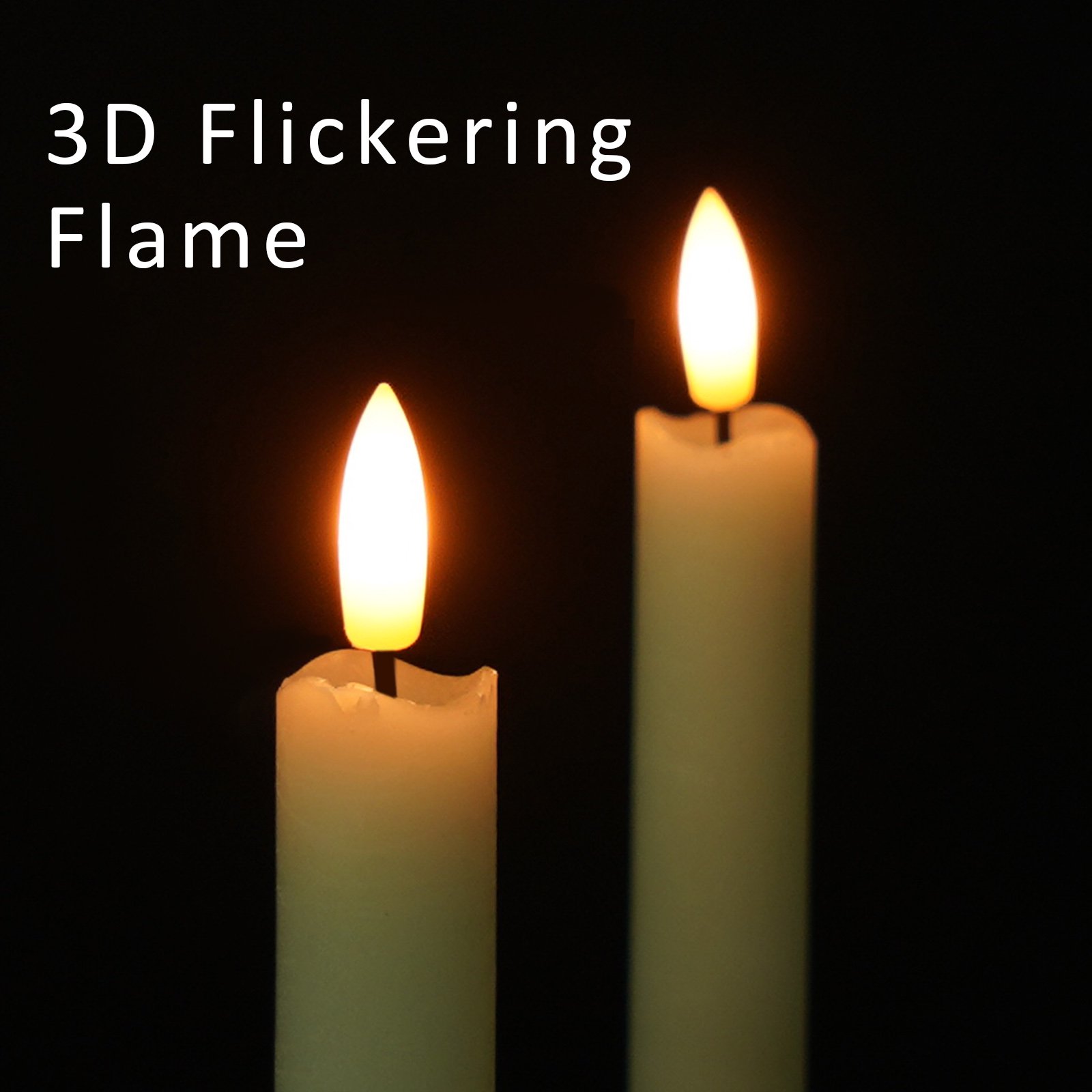Lasumora Flameless Taper Candles with Timer and Remote, 8PCS Real Wax Battery Operated Ivory Candles for Wedding Window Home Decoration