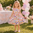thumbnail image 4 of IPIO Girls Bunny Floral Dress with Ruffle Sleeves and Oversized Back Bow, Spring Summer Casual Party Dress, 4 of 7