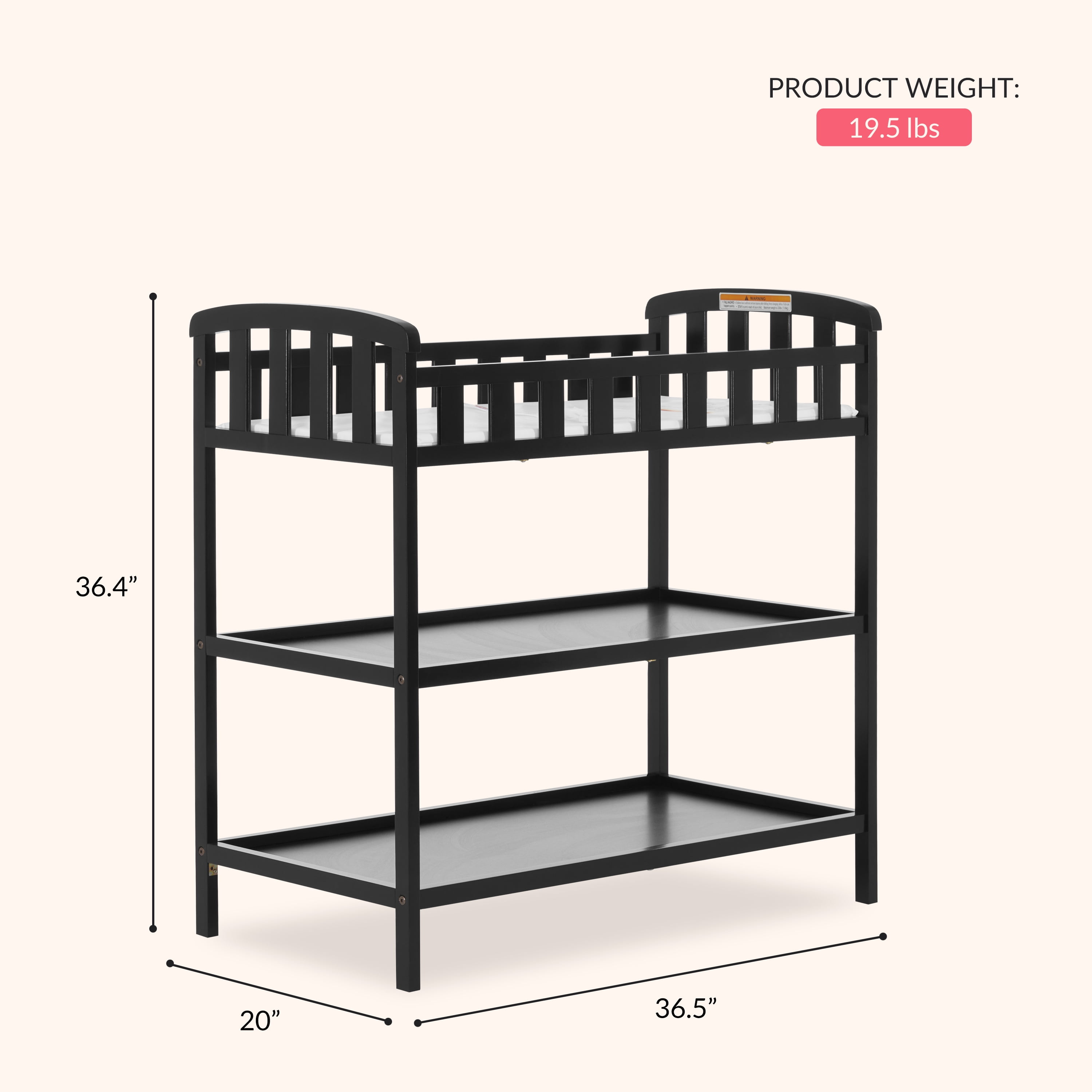 Dream On Me Emily Changing Table, Black