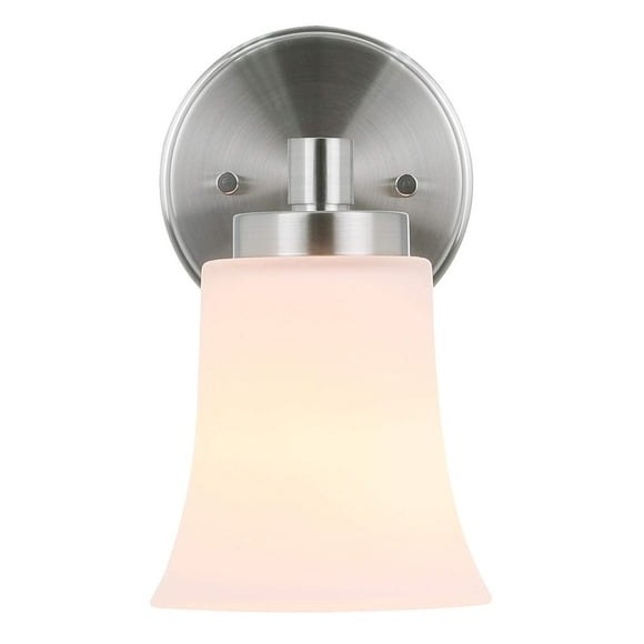 XiNBEi Lighting Applique Murale une Seule Salle de Bain Vanité Applique avec Verre, Finition Nickel Brossé pour Couloir & Chambre à Coucher XB-W1235-1-BN