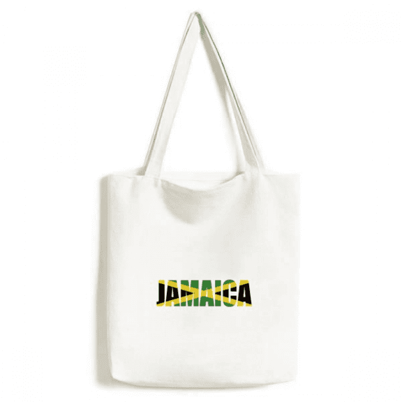Jamaica Country Flag Name Tote Canvas Bag Shopping Satchel Casual Handbag