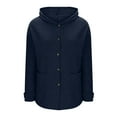 thumbnail image 5 of HomeDM Long Sleeve Sweatshirts for Women, Button Down Hoodies with Pocket, Solid Color - Navy/M, 5 of 7