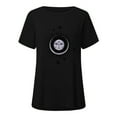 thumbnail image 5 of Mode Femme Décontractée Imprimé Col Rond T-shirt Manches Courtes Ample Blouse Pull, 5 of 5