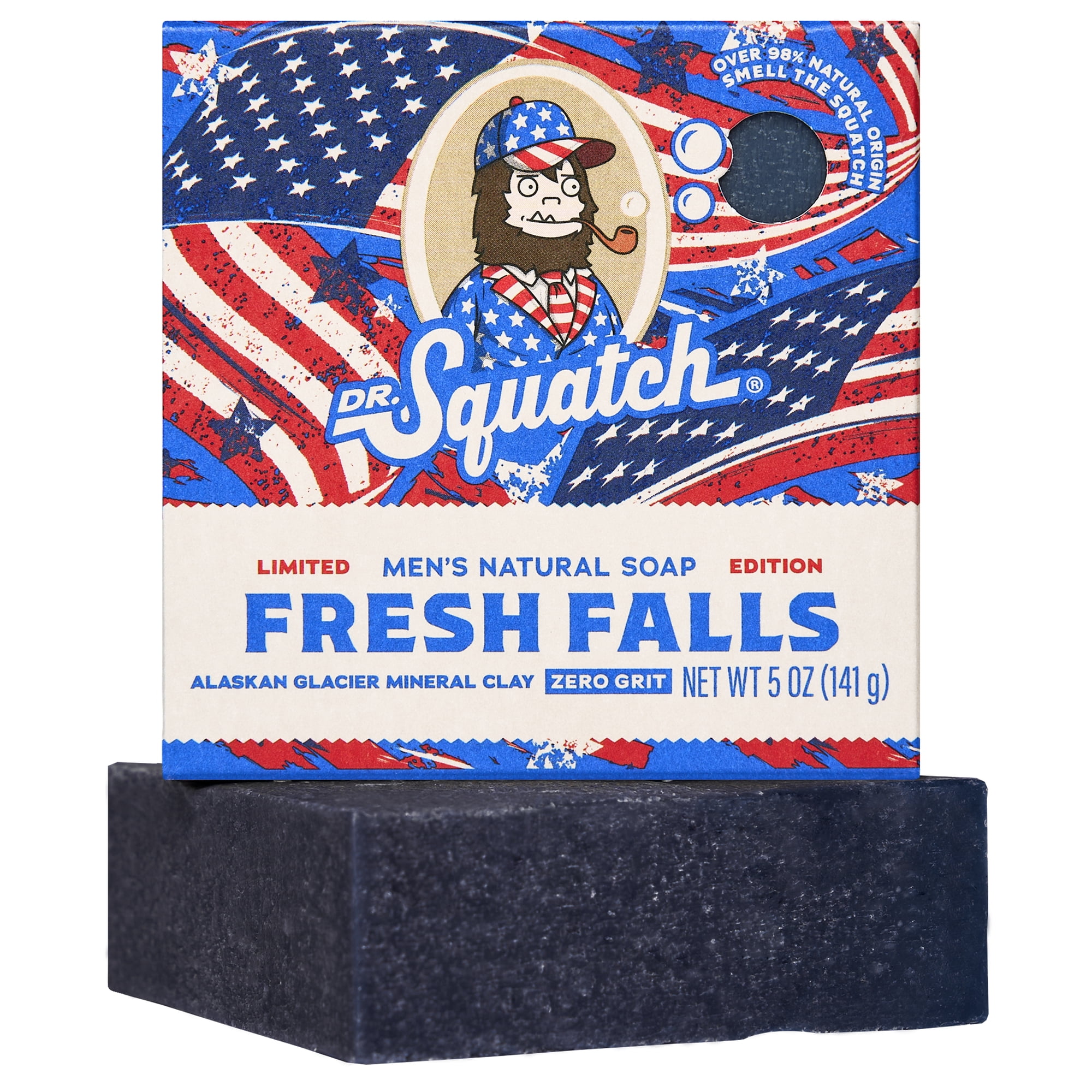 Dr. Squatch Mens Bar Soap, Natural Bar Soap for Men, Fresh Falls Americana, 5 Oz